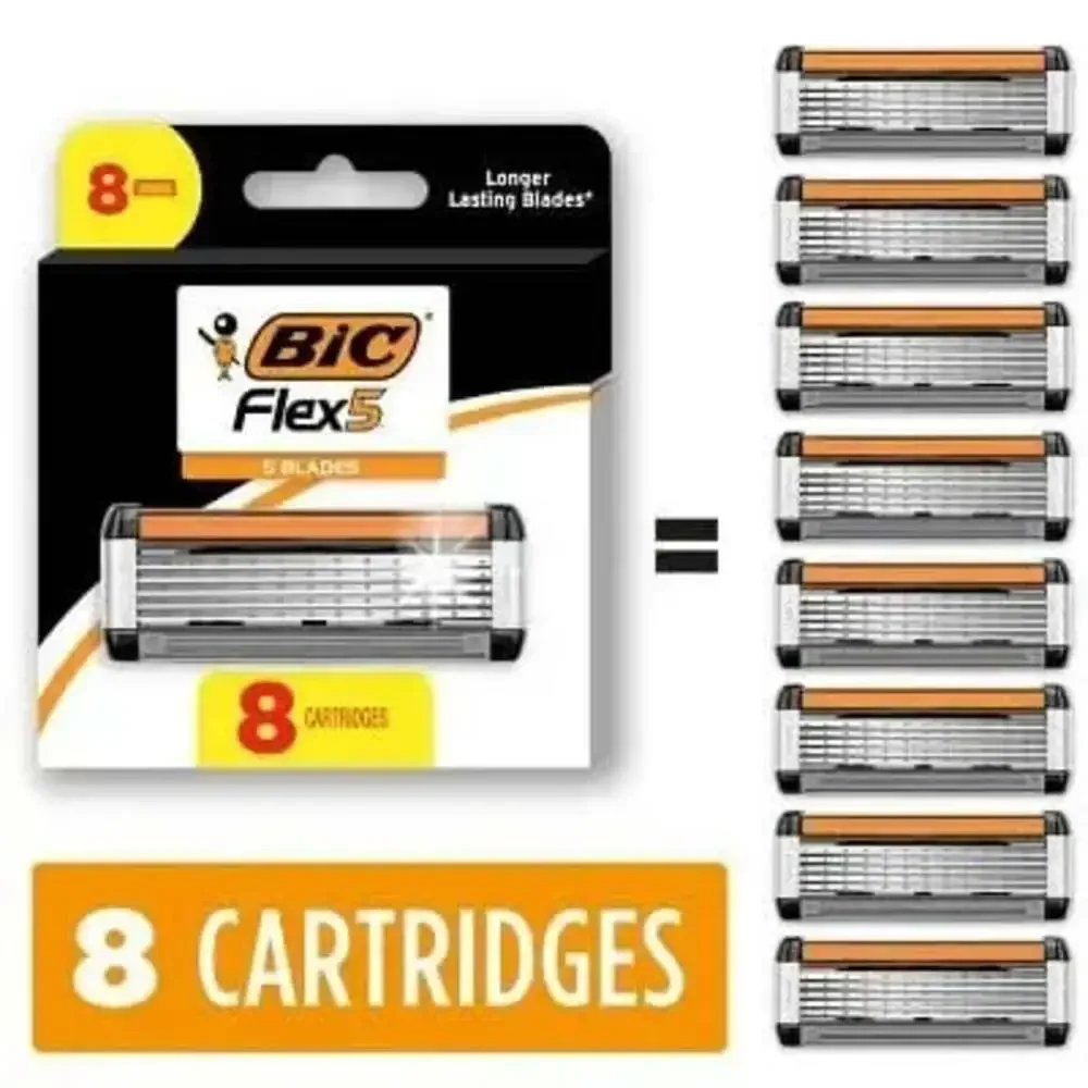 BIC Flex 5 Men's 5-Blade Razor Cartridge Refills, 8 Count‎